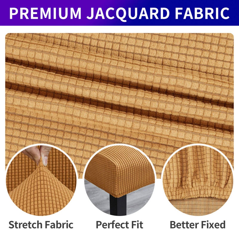 Howhic Stretch Chair Covers for Dining Room Set of 6, Removable Washable Dining Room Chair Covers, Dining Chair Slipcovers Seat Protector, Great Home Decor and Banquet Upholstery (Gold, 6 Pack) - Image 3